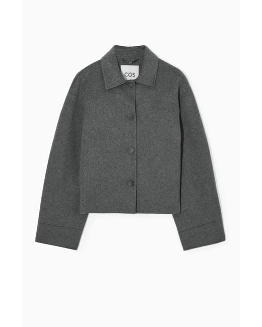 COS Boxy Double-faced Wool Jacket in Gray | Lyst