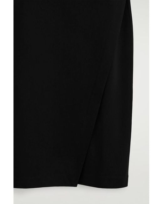 COS Black V-Neck Wrapped Midi Dress