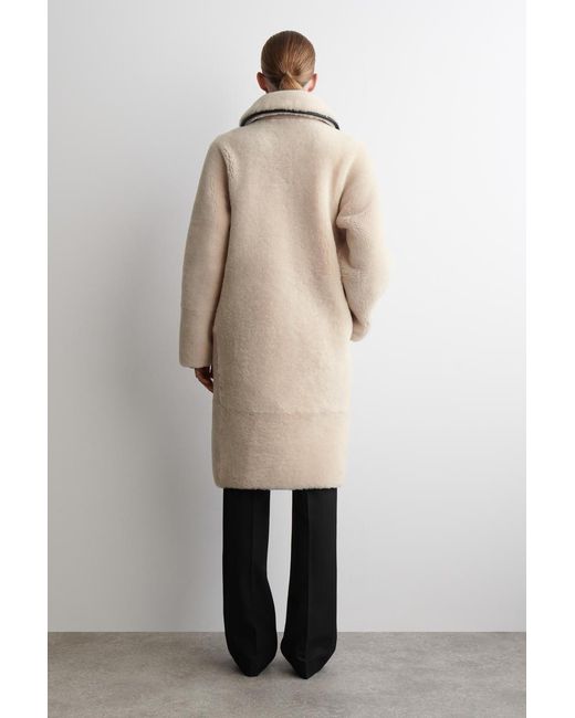 COS Natural Leather-trimmed Shearling Coat