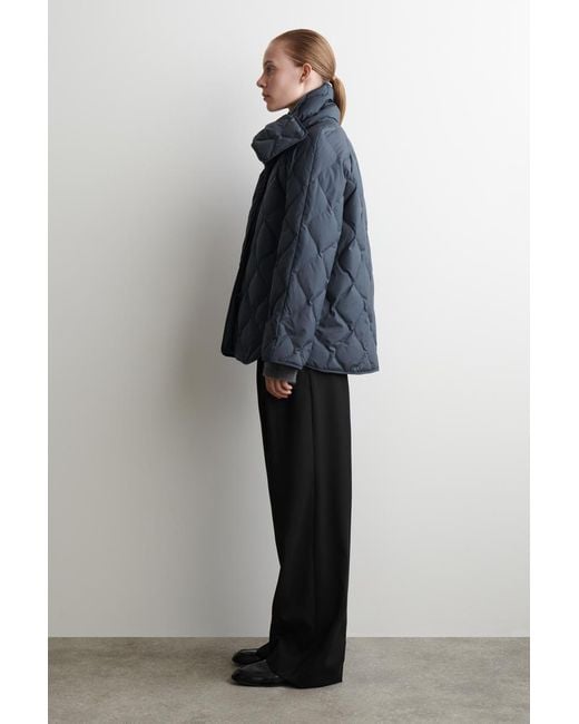 COS Blue Scarf Detail Quilted Liner Jacket