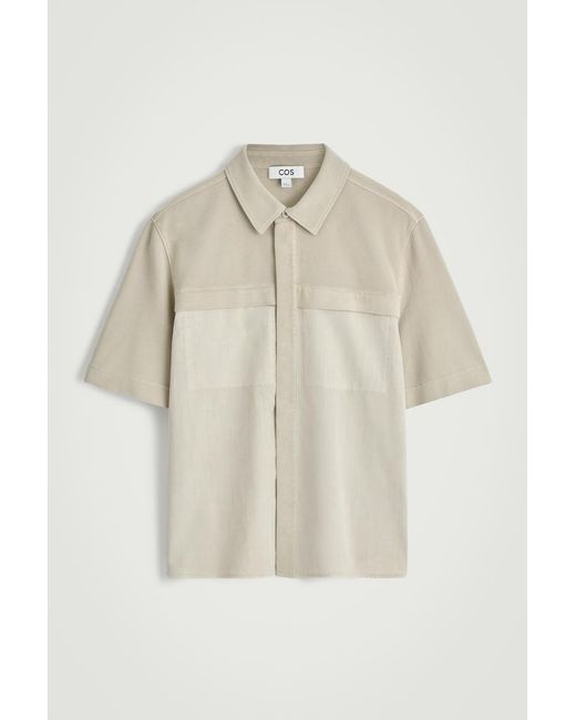 COS Natural Garment-Dyed Panelled Jersey Shirt for men