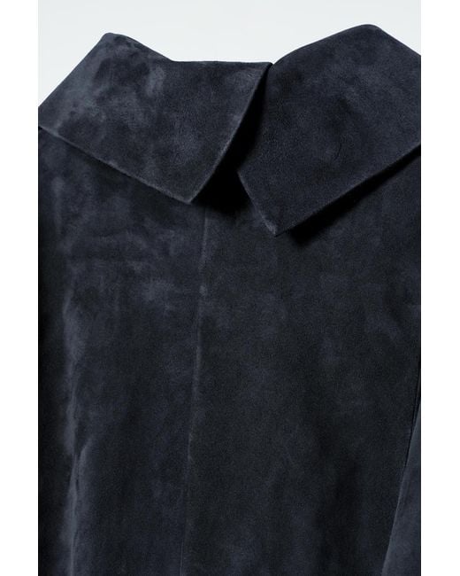 COS Blue Suede Half-Zip Blouson Jacket​