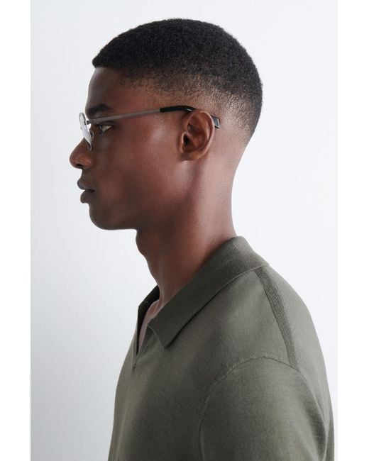 COS Gray Wire-Frame Rectangle Sunglasses for men
