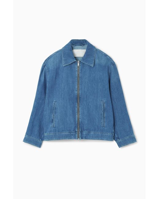 COS Blue Oversized Zip-up Denim Jacket