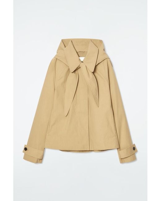 COS Natural Detachable-hood Short Trench Coat