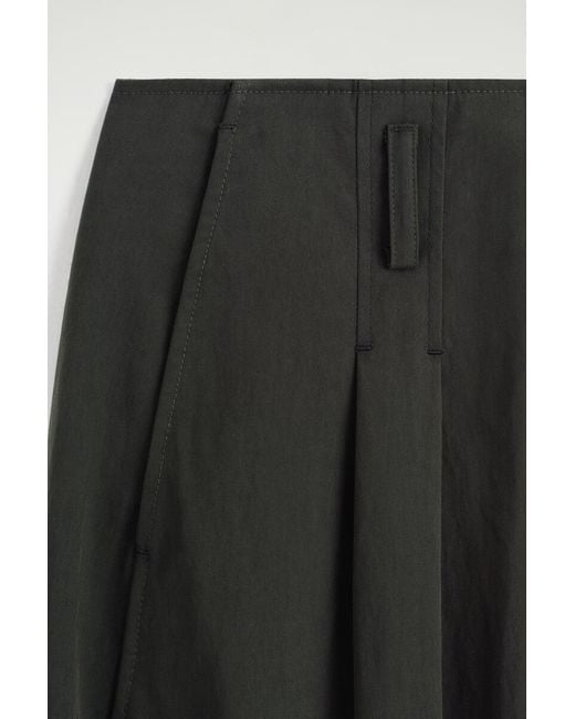 COS Gray Pleated Cotton Balloon-Leg Trousers