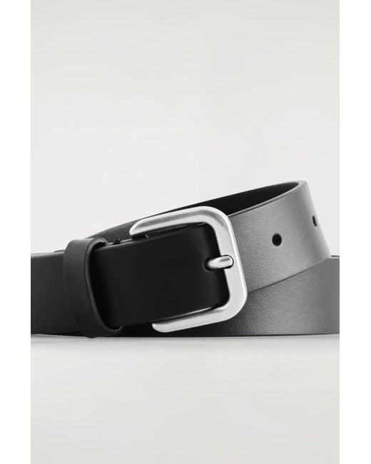 COS Black Leather Belt for men
