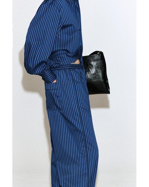 COS Blue Piped Striped Drawstring Pants