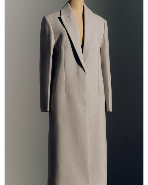 COS Natural Tailored Wool-Twill Long Coat