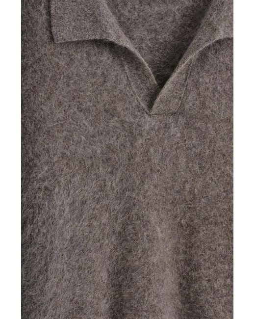 COS Brown Brushed-Cashmere Polo Sweater for men