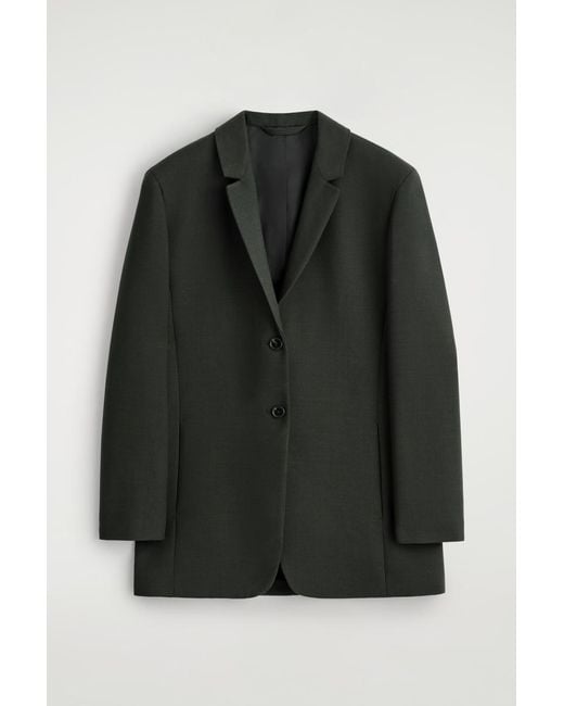 COS Black Longline Wool-Blend Blazer