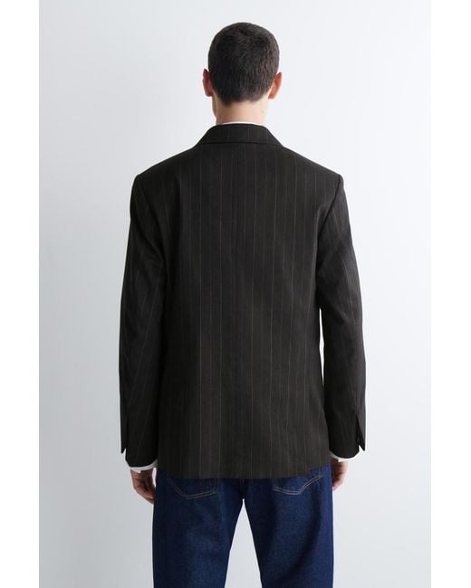 COS Black Pinstriped Double-Breasted Blazer for men