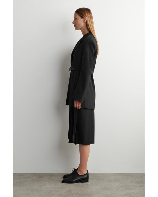 COS Black Belted Wool-Blend Blazer