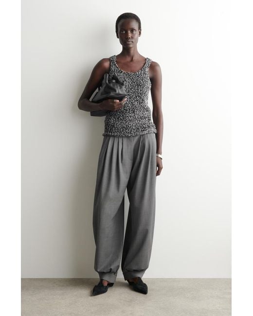 COS Gray Two-Tone Chunky Knitted Tank Top