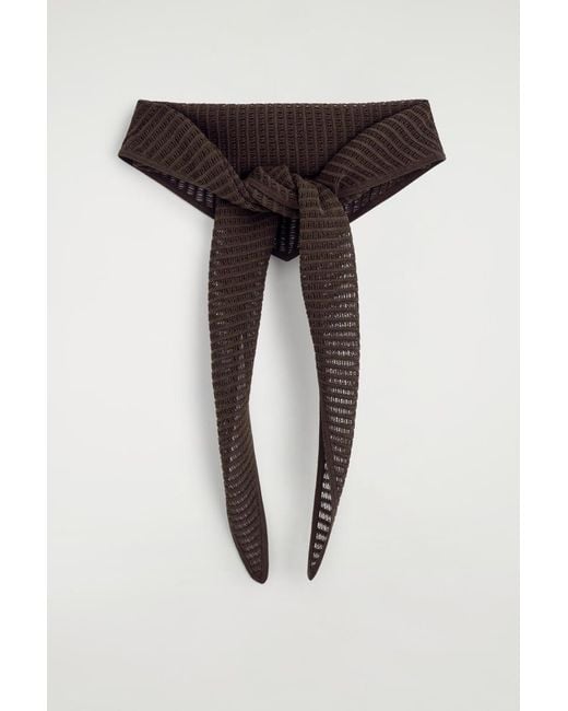 COS Black Pointelle-Knit Triangle Scarf