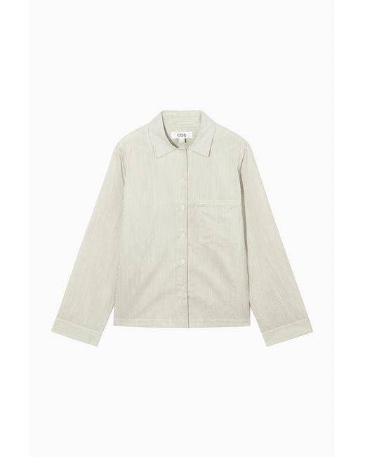 COS White Striped Silk Pyjama Shirt