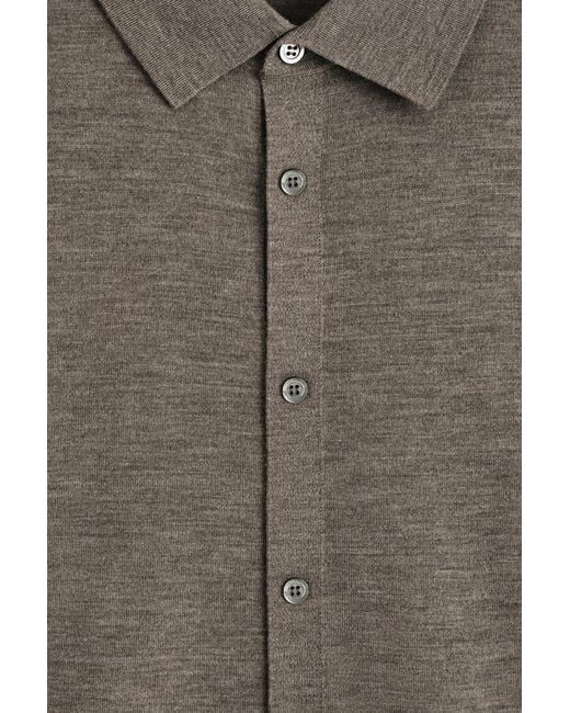 COS Brown Knitted Merino Wool Shirt for men
