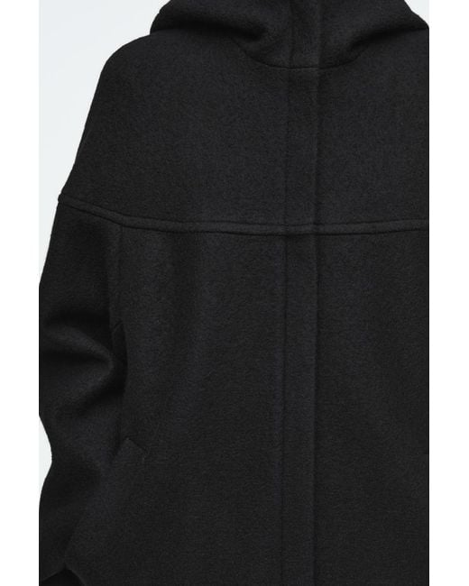 Duffle Coat Black Wool Cos Boiled Wool Coat COS Hooded Boiled-Wool