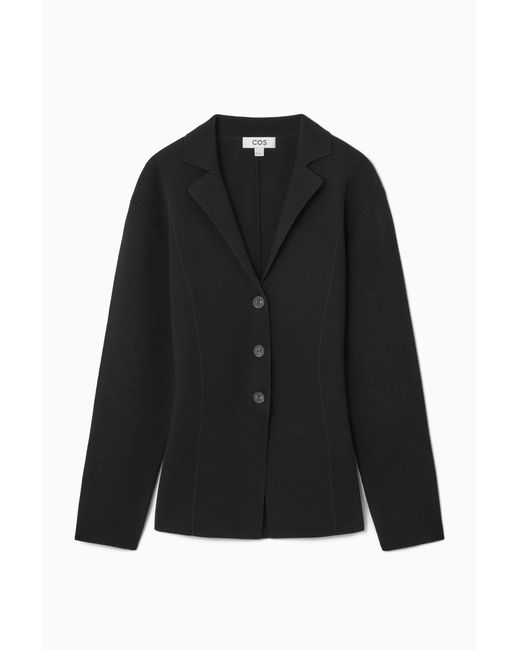COS Black Knitted Waisted Blazer