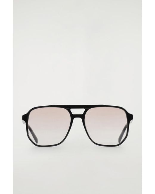 COS Black Oversized Square-Frame Aviator Sunglasses