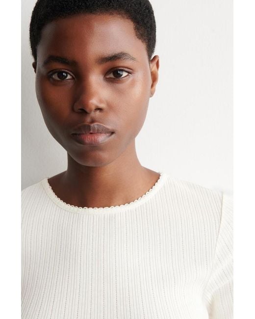 COS Natural Pointelle-Knit T-Shirt
