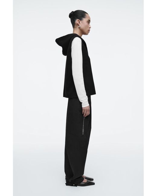 COS Black Double-Faced Hybrid Hooded Gilet