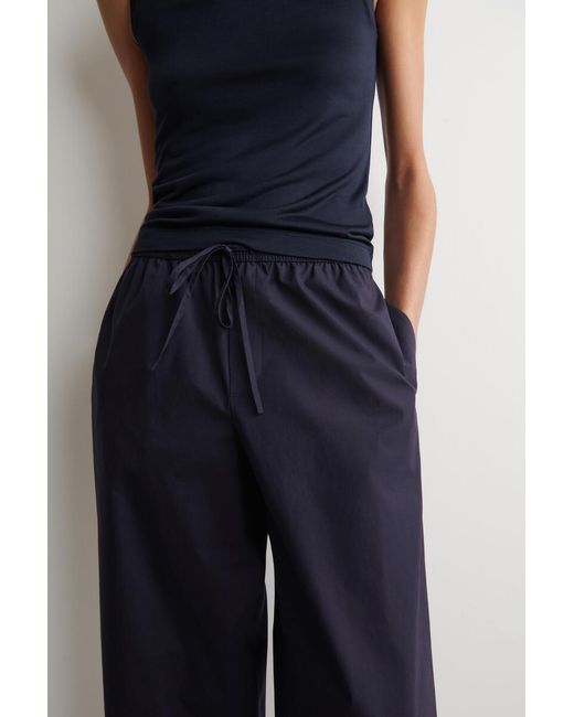 COS Blue Cotton Straight-Leg Drawstring Pants