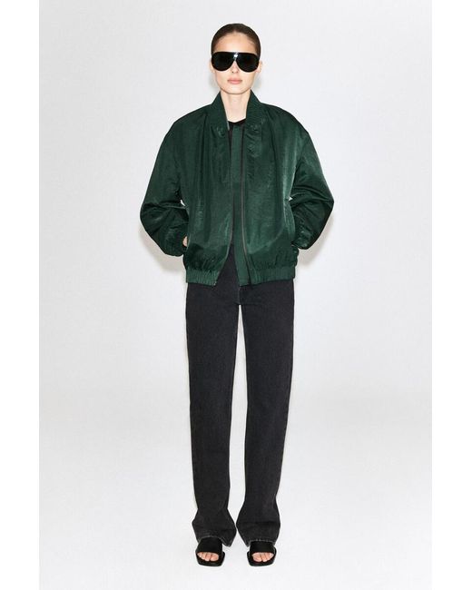 COS Green Gathered Nylon Bomber Jacket