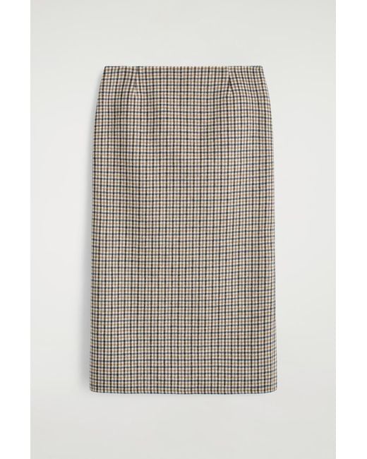 COS Gray Checked Double-Faced Wool Skirt