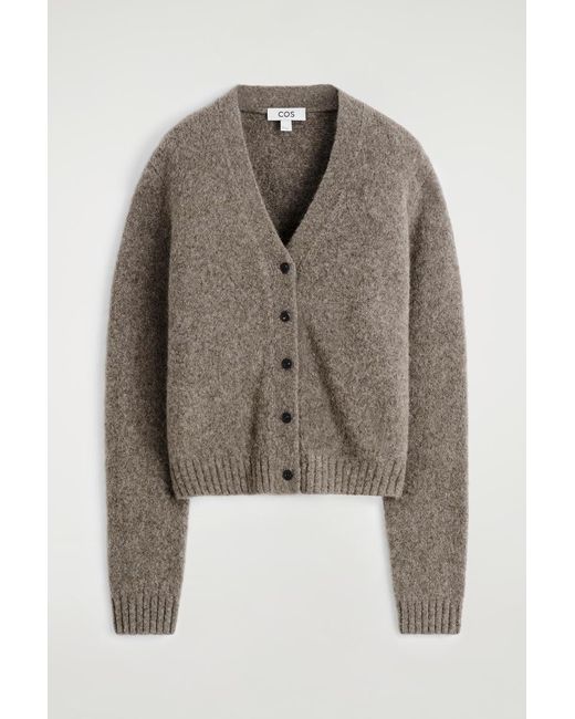 COS Brown Cropped Alpaca-Blend Cardigan