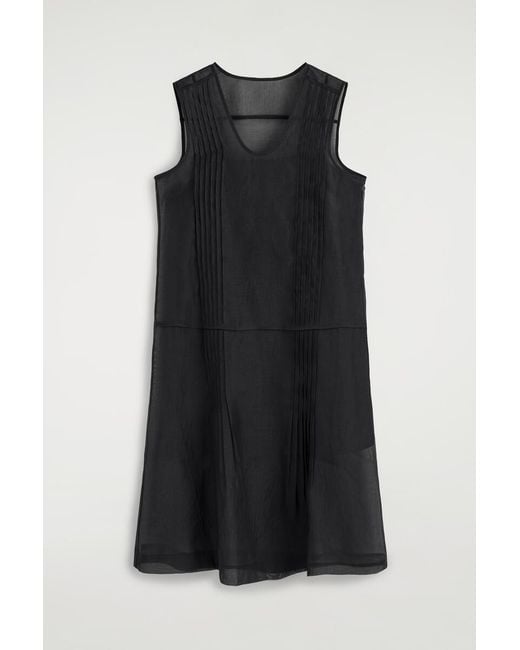 COS Black Sheer Pintucked Dress