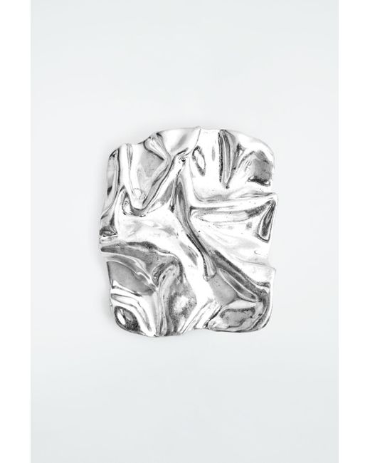 COS White Scrunched Brooch