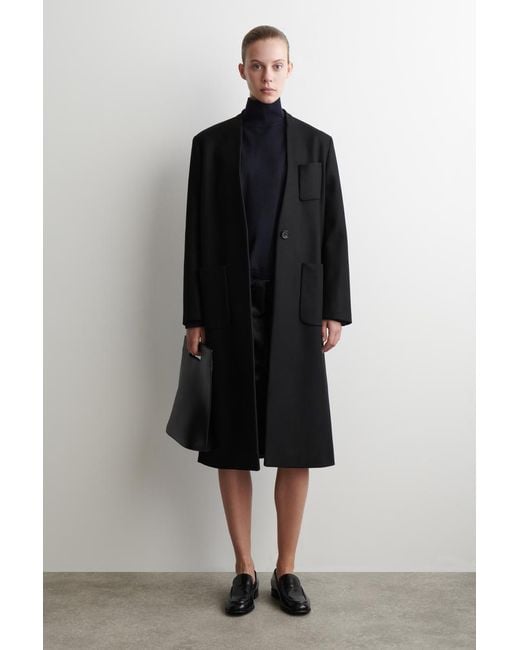 COS Blue Merino Wool Turtleneck Sweater