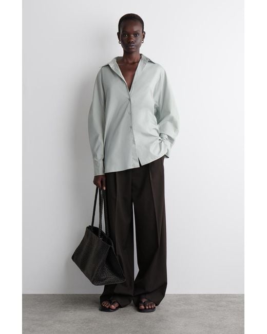 COS Gray Rounded Pima Cotton Shirt