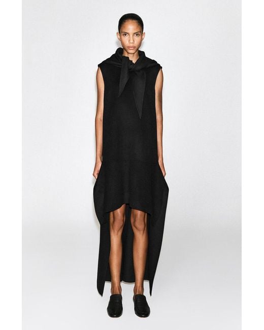 COS Black Dropped-Waist Double-Faced Wool Dress