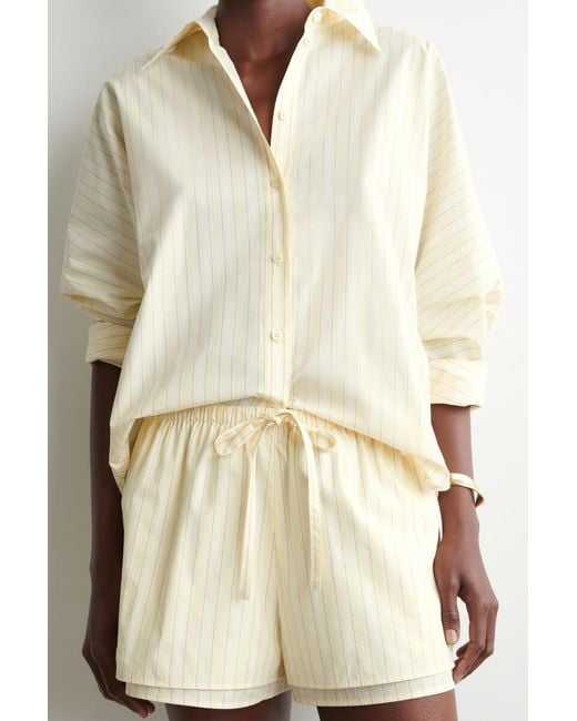 COS Natural Layered Drawstring Cotton-Poplin Shorts