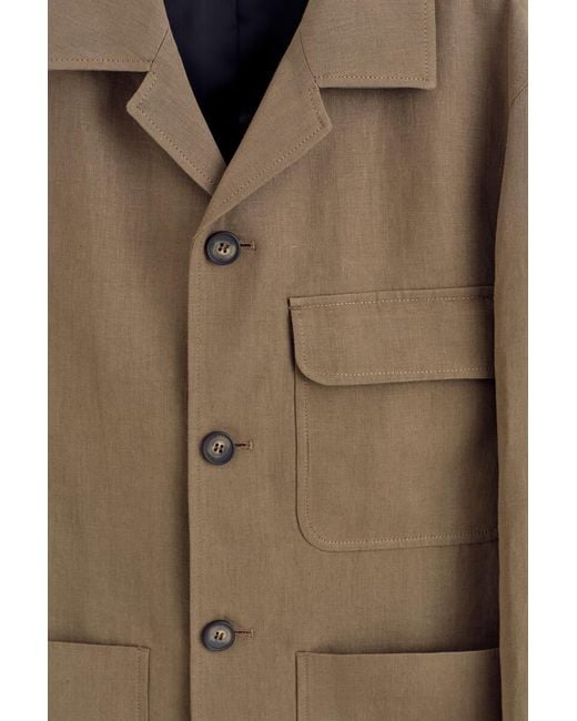 COS Brown Unstructured Linen Blazer for men