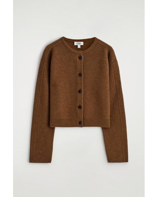 COS Brown Boiled-Wool Cardigan