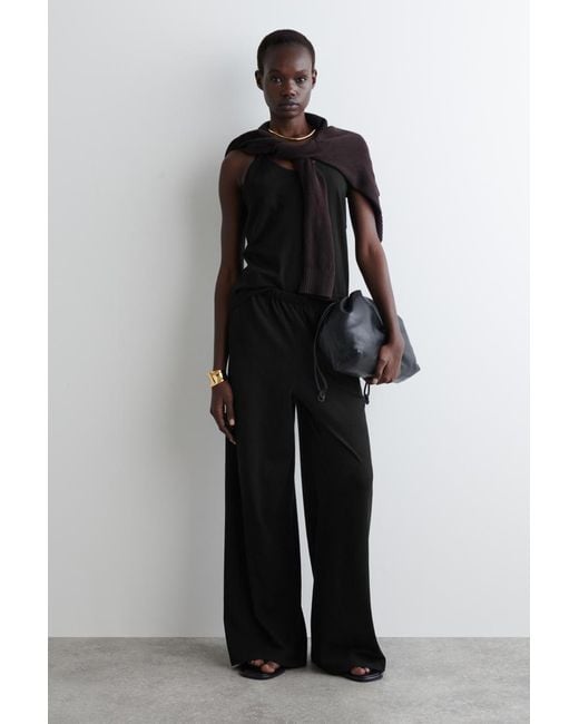 COS Black Hose Aus Baumwoll-Leinen-Mix Mit Weitem Bein
