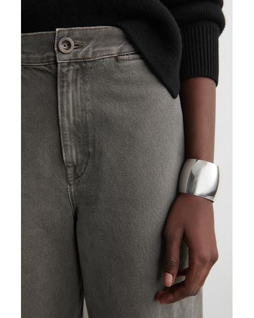 COS Gray Cropped Wide-Leg Denim Trousers