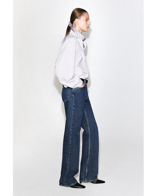 COS White Cutaway-Collar Striped Cotton-Blend Shirt