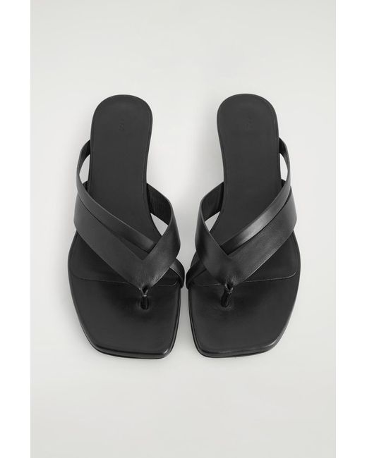 COS Black Crossover-Strap Kitten-Heel Sandals