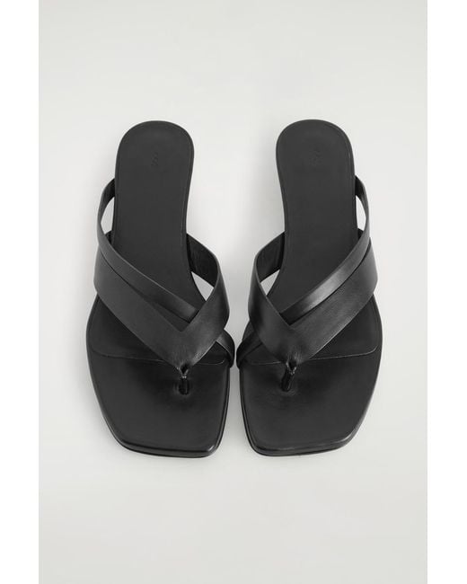 COS Black Crossover-Strap Kitten-Heel Sandals