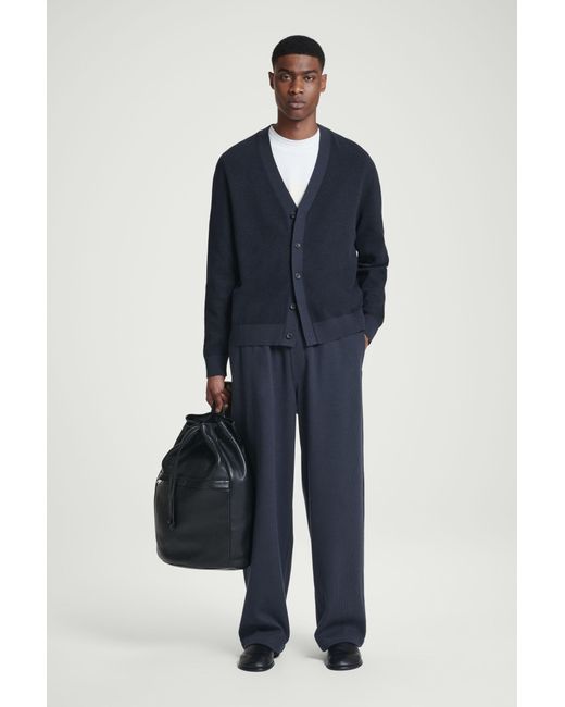 COS Blue Elasticated Corduroy-jersey Trousers for men