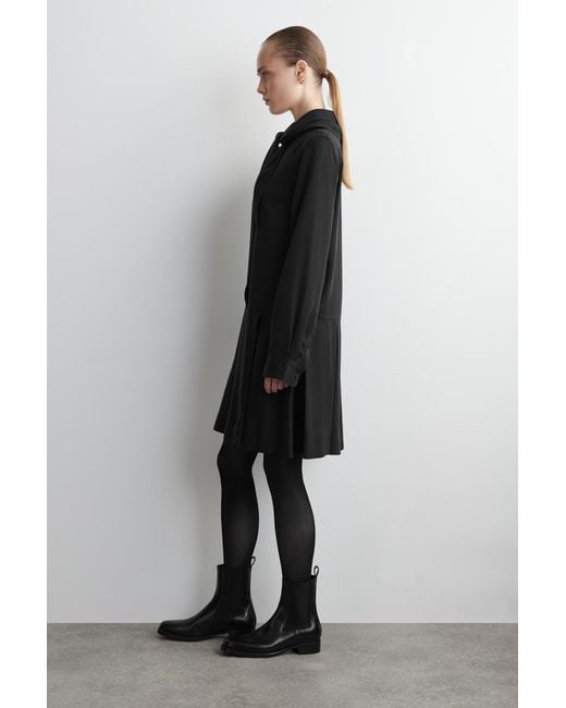 COS Black Scarf-Detail Dropped-Waist Mini Dress