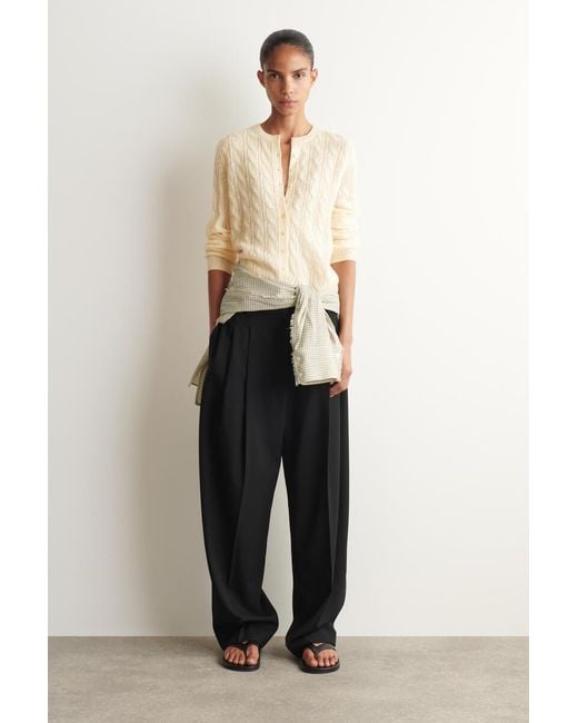 COS Natural Cable-Knit Cashmere Cardigan