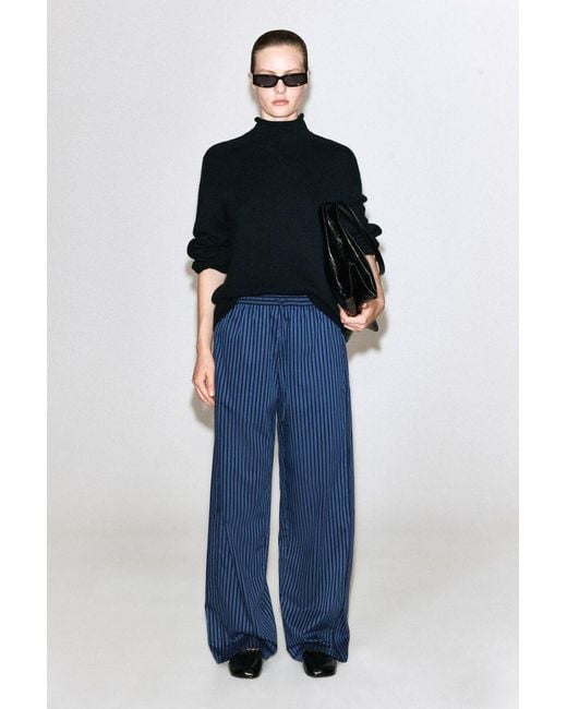 COS Blue Piped Striped Drawstring Pants