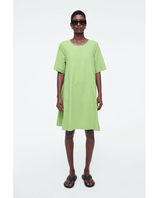 COS Green Flared Mini T-shirt Dress