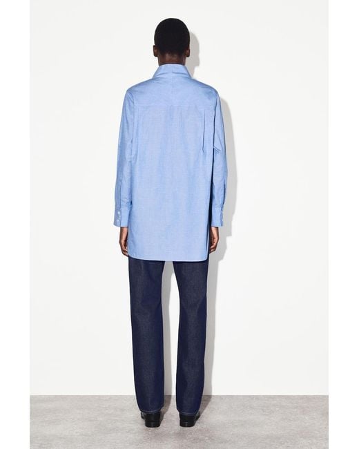 COS Blue Longline Cotton Shirt