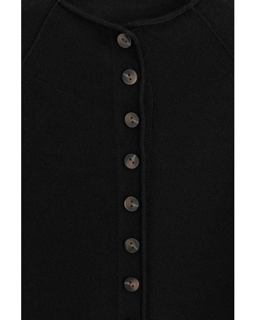 COS Black Merino Wool Funnel-Neck Cardigan